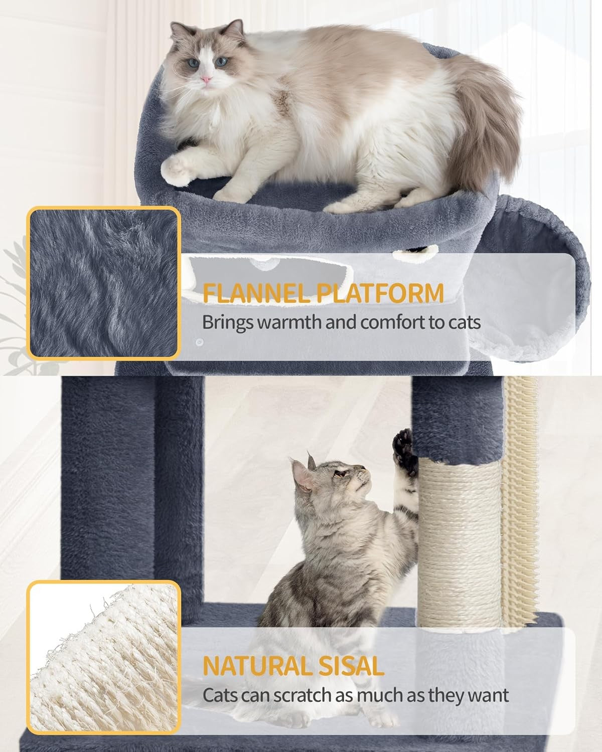 178cm Tall Cat Tree Tower Multi-Level Scratching Posts Condos Large Cats