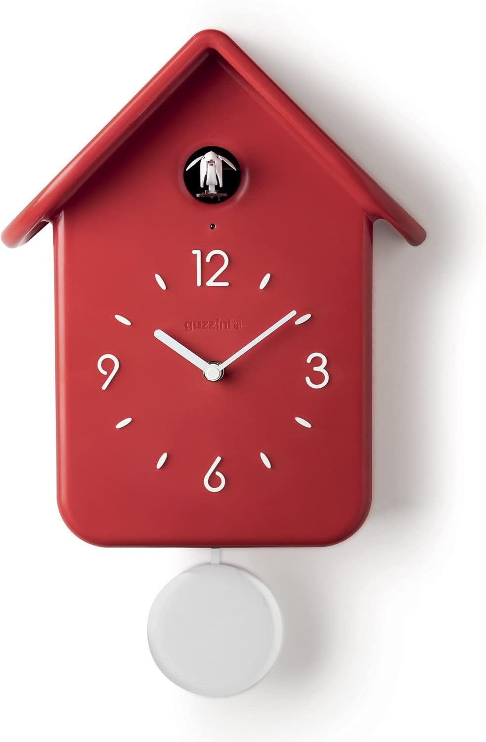 Modern Red Wall Cuckoo Clock Silent Bird Chirp Battery Kitchen Decor