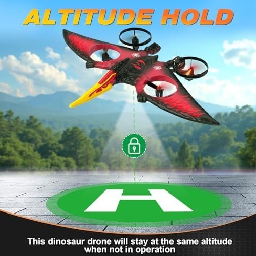 Aooess Dinosaur RC Airplane Drone for Kids USB Rechargeable Flying Toy