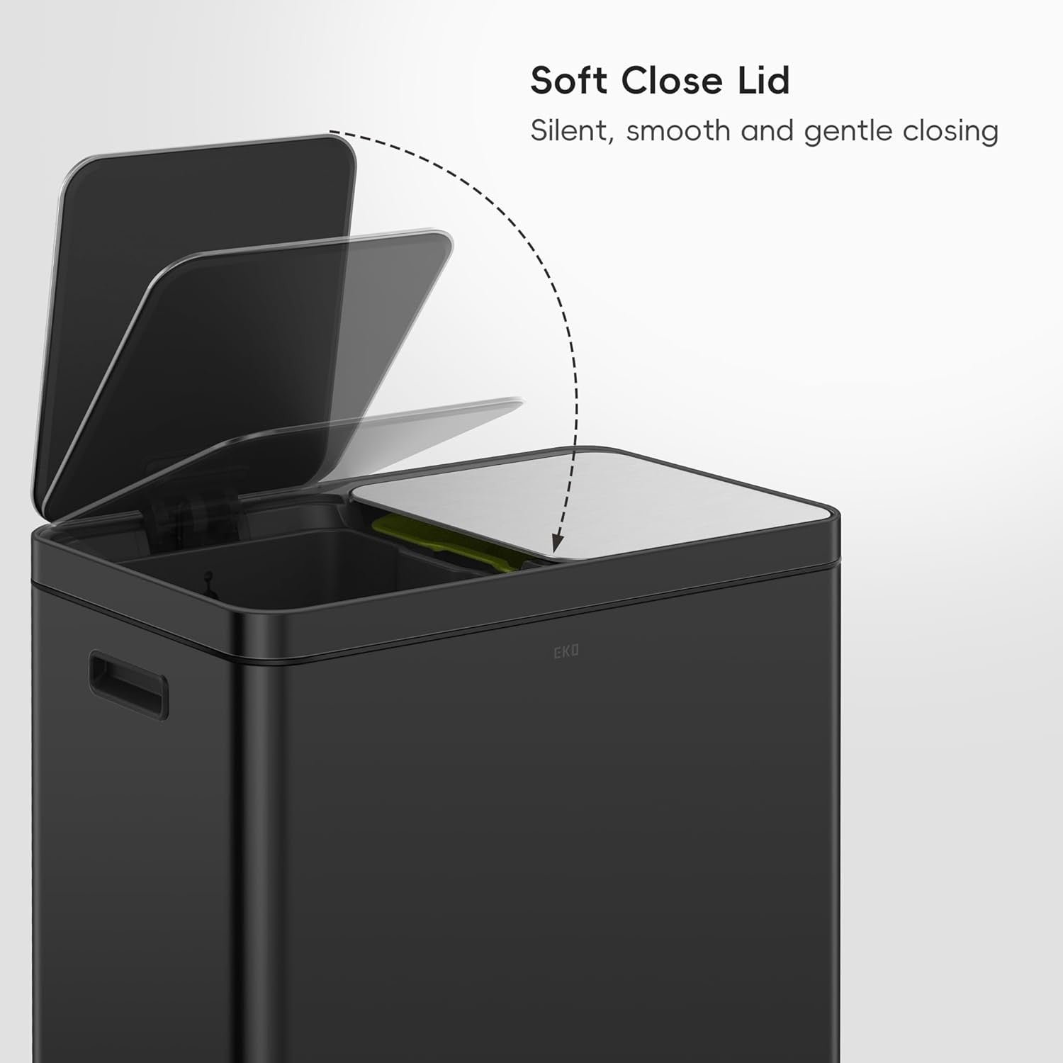 60L Dual Recycling Kitchen Bin 30L+30L Matt Black Soft Close
