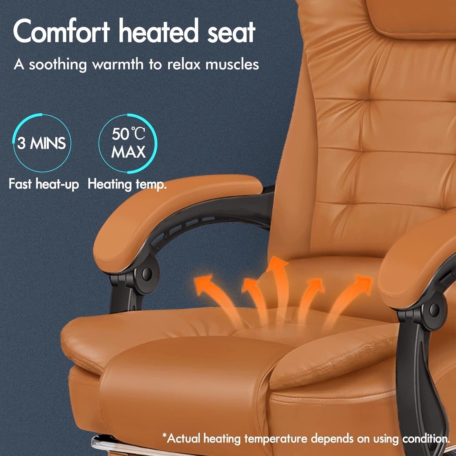 Brown Massage Office Chair Heated 8-Point Recliner Footrest Ergonomic PU
