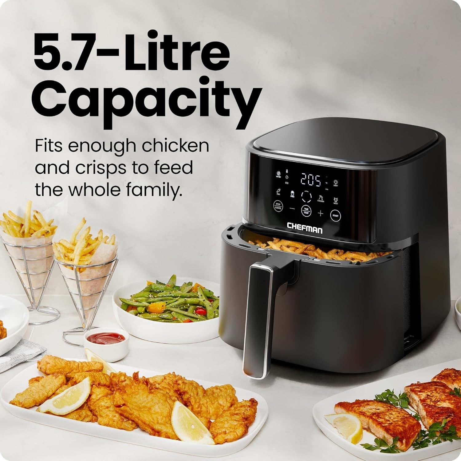 5.7L Compact Digital Air Fryer | Hi-Fry Extra Crisp | 4 Presets | Shake Alert