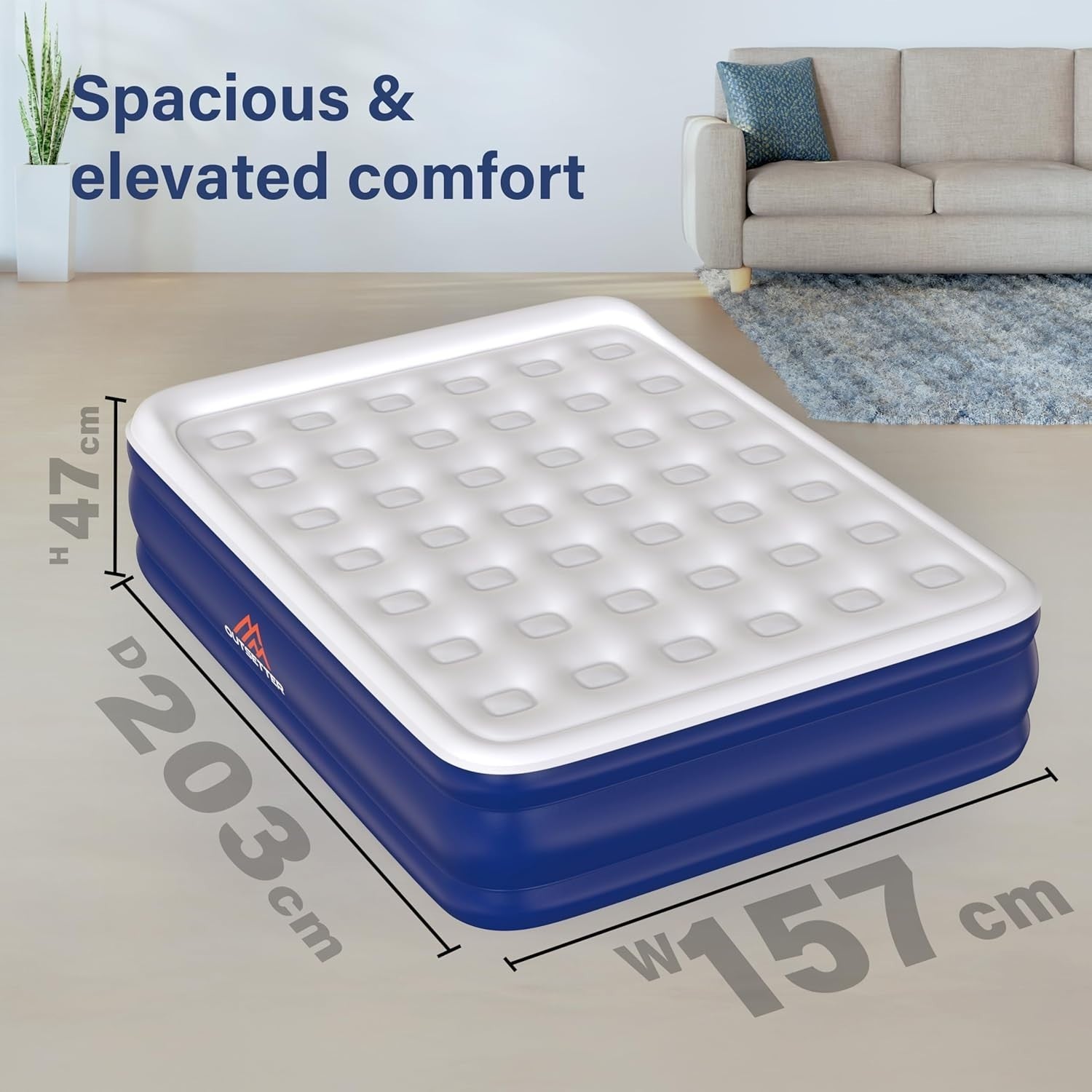 Luxury Raised Double Air Mattress with Built-In Pump, Waterproof & Portable