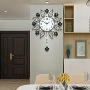Oversized Silent Wall Clock 22" Modern Glass Crystal Pendulum Decor