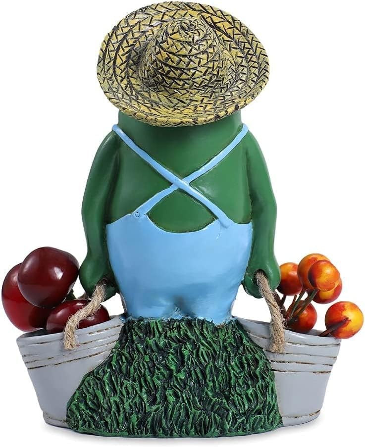 Farm Frog Garden Ornament Resin Figurine with Buckets Outdoor Patio Decor 15cm