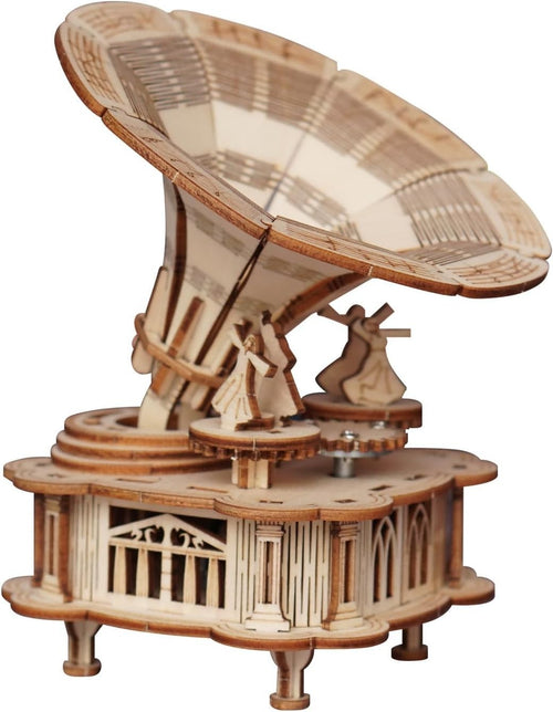 3D Wooden Gramophone Puzzle Music Box Model Kit DIY Craft, Fun & Gift