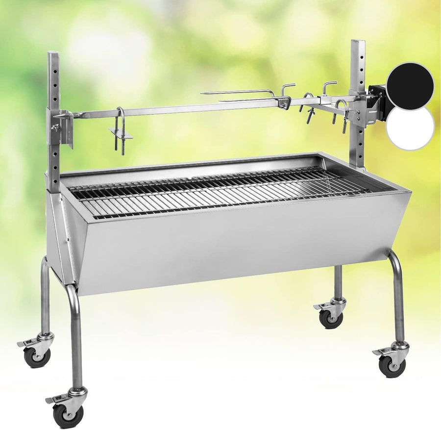 2-in-1 Charcoal Rotisserie BBQ Grill | Large Stainless Steel Outdoor Spit Roast