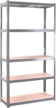 5-Tier Garage Shelf Unit 180x90x40cm Adjustable Heavy-Duty Grey MDF + Steel