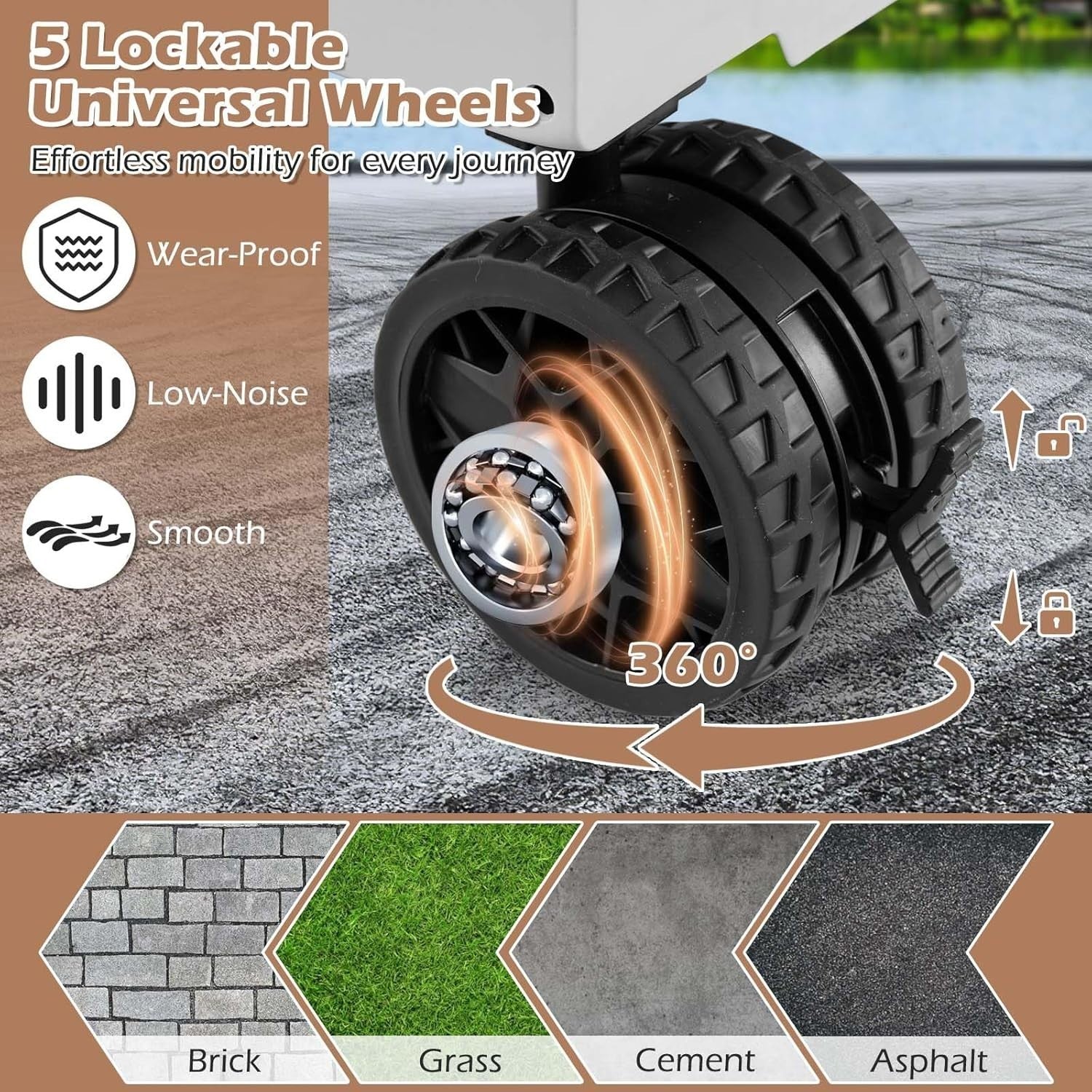 150L Folding Utility Trolley Cart Heavy Duty Wagon 5 Wheels Tabletop White