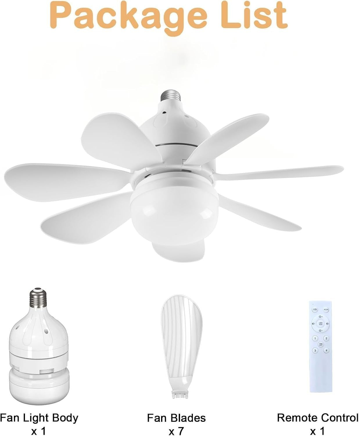 40cm Ceiling Fan with Lights Remote 4 Speeds 7 Blades