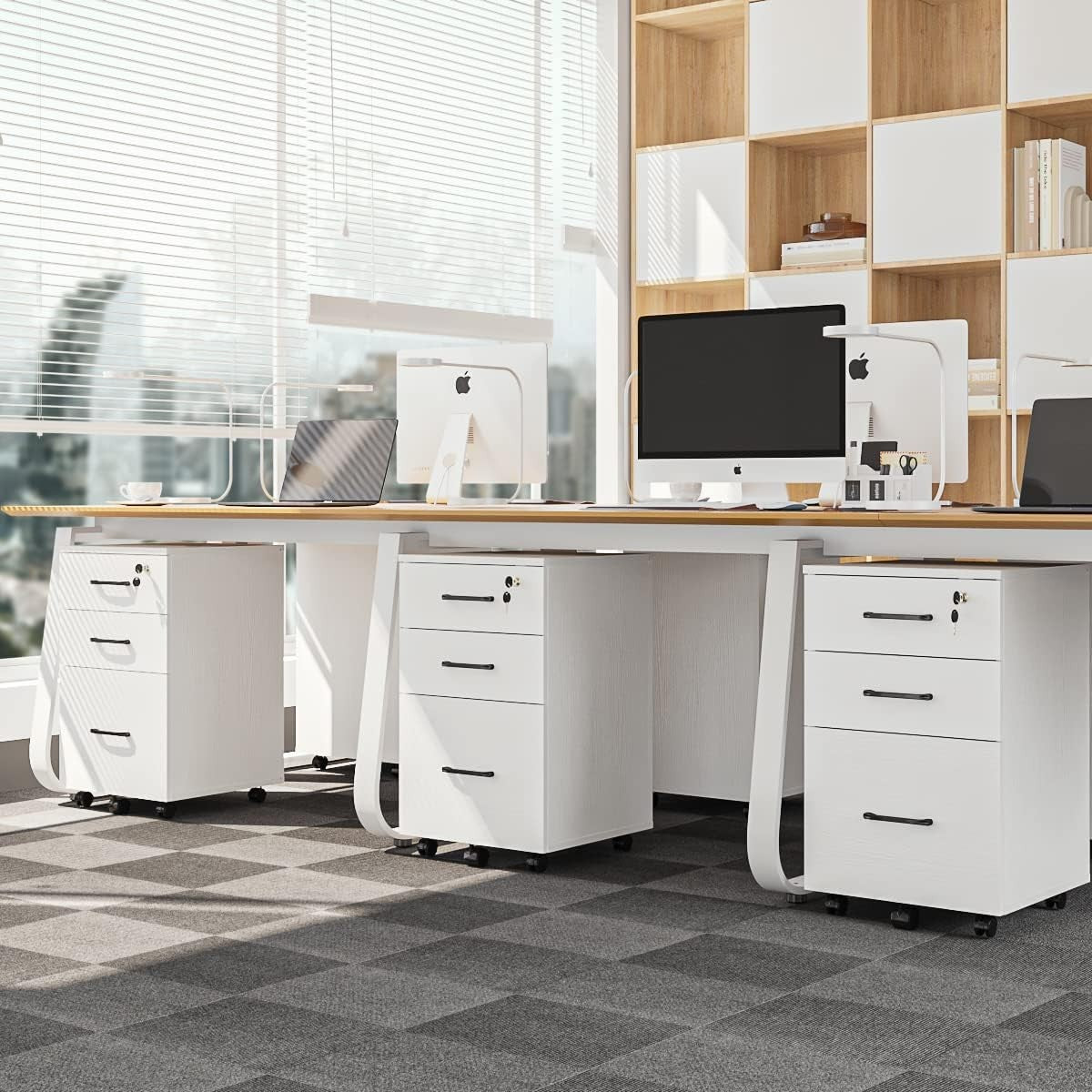White Rolling File Cabinet 3 Drawer Locking Under Desk Letter Storage