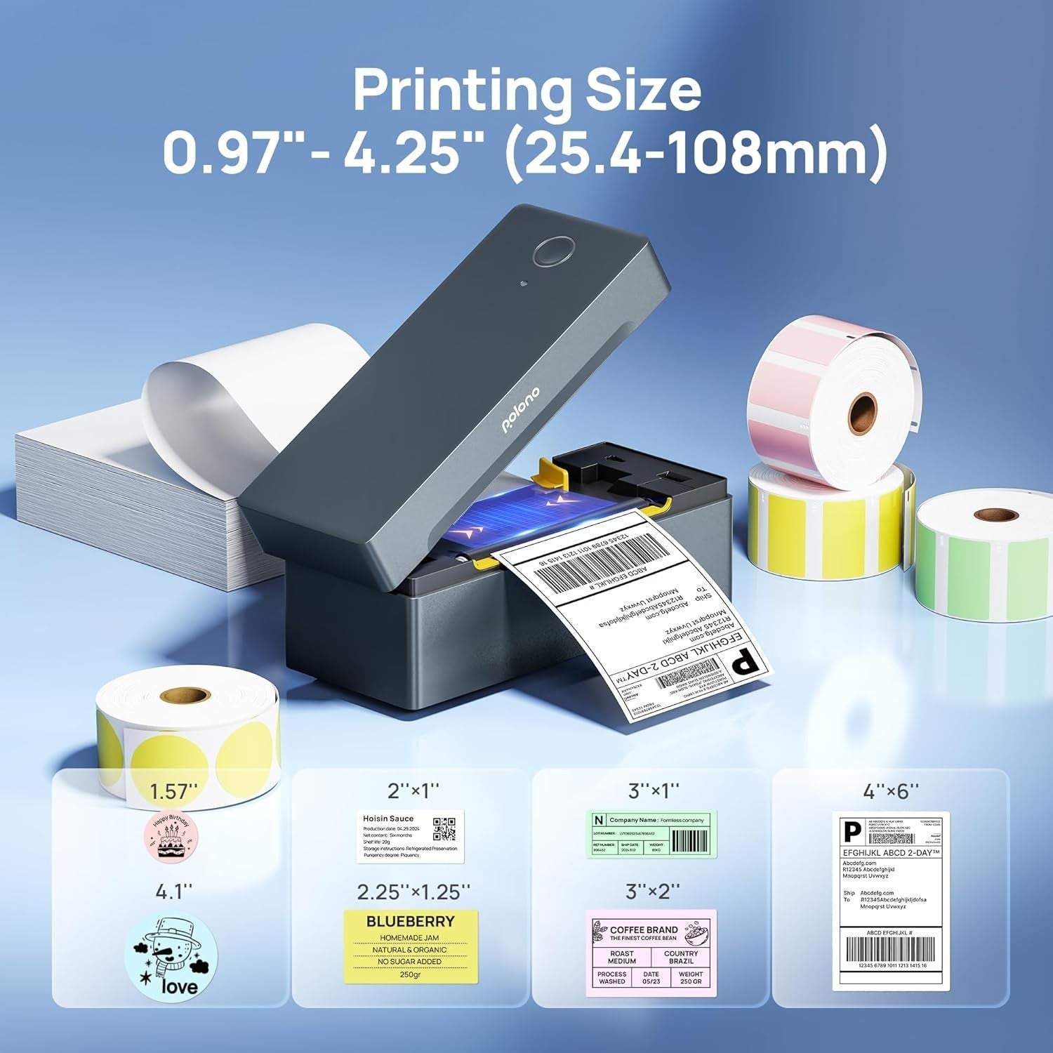 Black Bluetooth Thermal Shipping Label Printer 4x6 USB High-Speed Small Biz