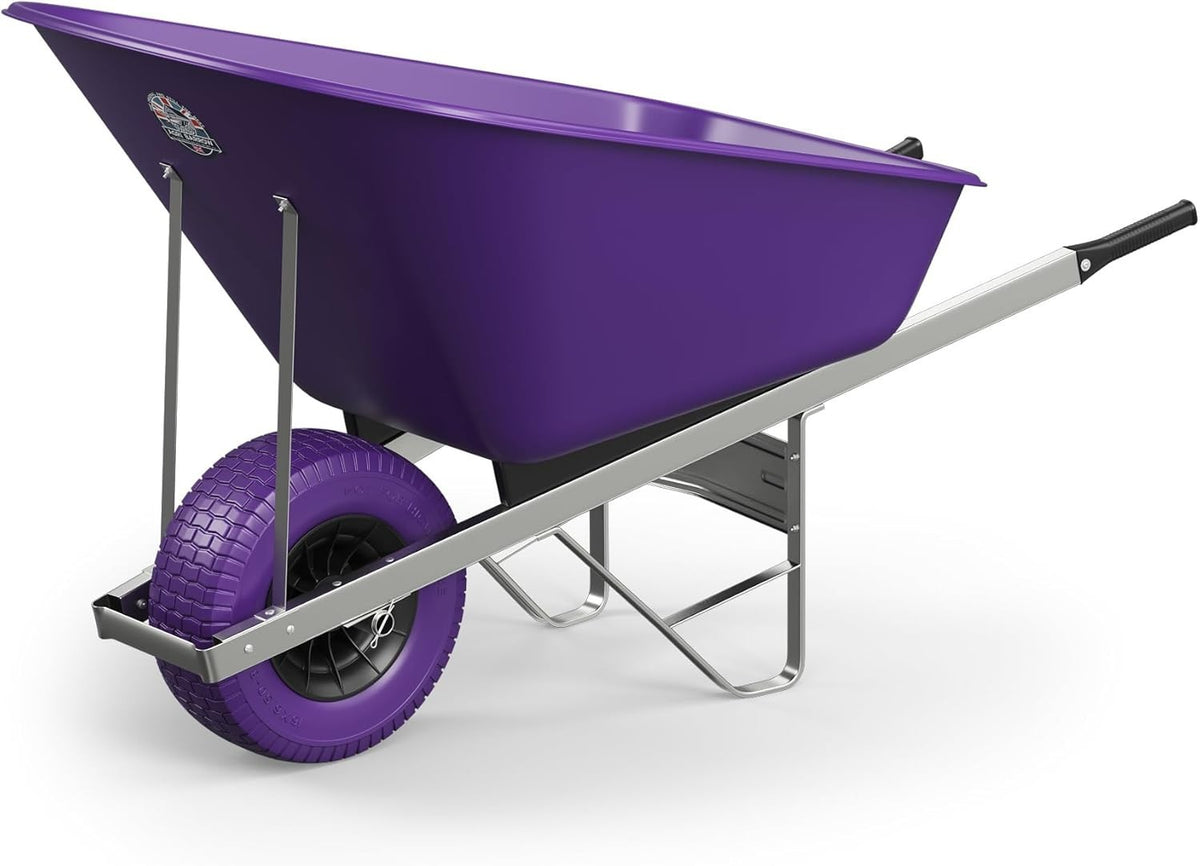 160L 1-Wheel Purple Garden Wheelbarrow – Puncture Proof Slim Tyre w/ Heavy Duty
