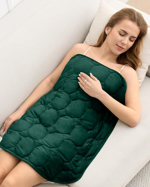 7lbs Weighted Lap Blanket Green 29x24" Crystal Velvet for Travel & Relaxation