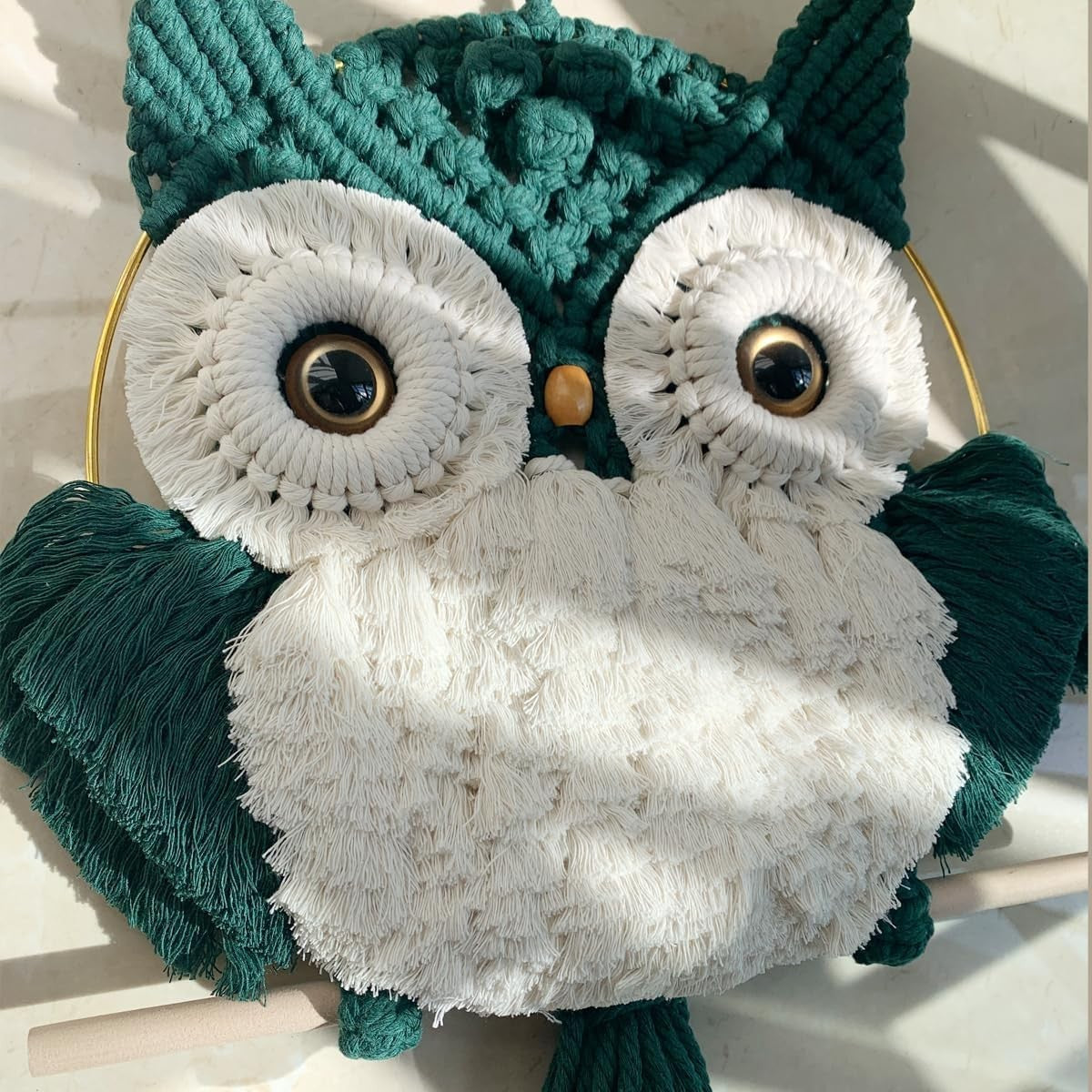 Macrame Owl Wall Hanging Boho Fiber Art Nature-Inspired Decor