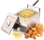 8L Gas Deep Fat Fryer Stainless Steel Countertop LPG Basket Lid