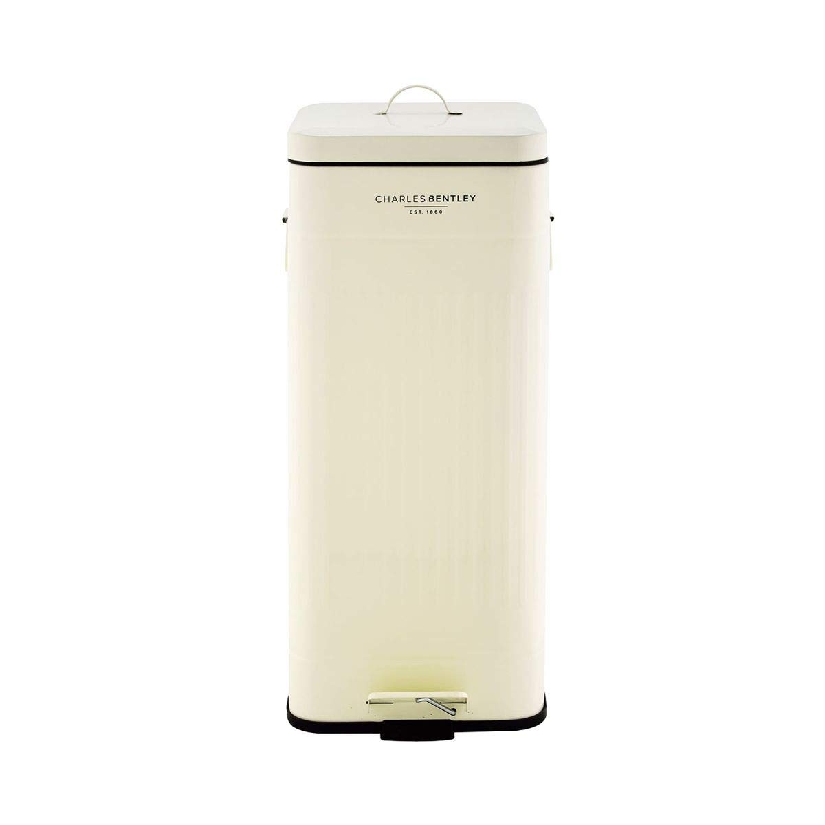 30L Retro Kitchen Pedal Bin | Steel Waste Can Cream Square