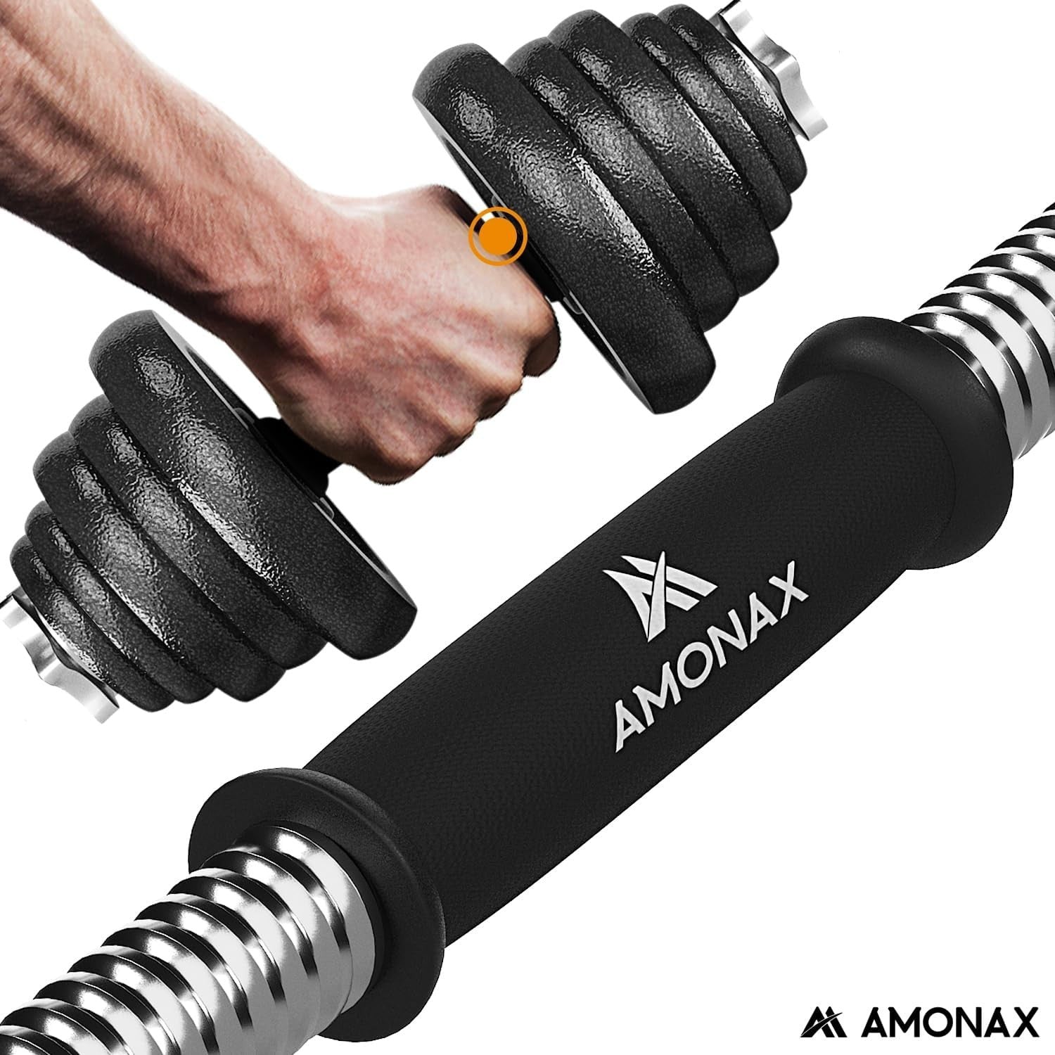 50kg Adjustable Cast Iron Dumbbell Barbell Set Spinlock Home Gym Weights