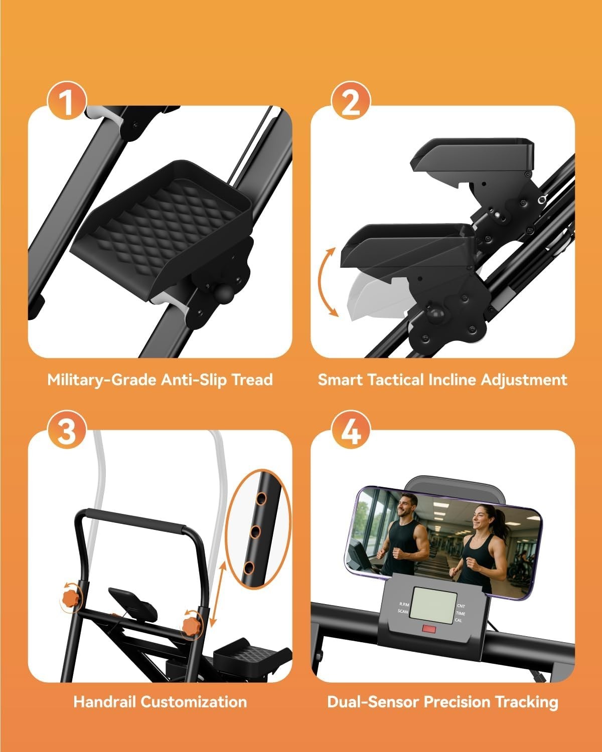 Foldable Vertical Stair Climber w/ Adjustable Pedals, Handlebar & LCD Monitor