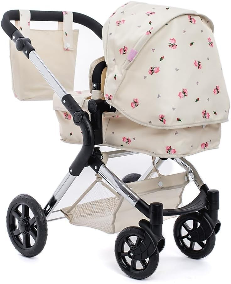 2in1 Dolls Pram Pushchair Carrycot Adjustable Handle Foldable Age 3-9