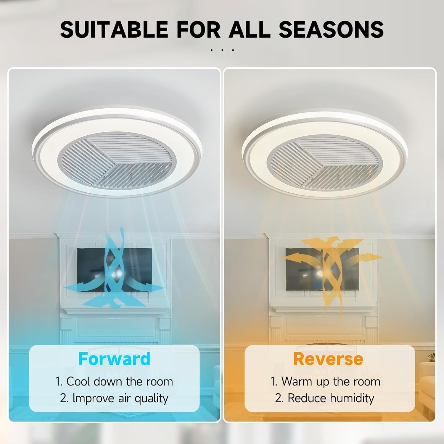 DWDVBL 50CM RGB Ceiling Fan with Smart LED Light, Remote & App Control