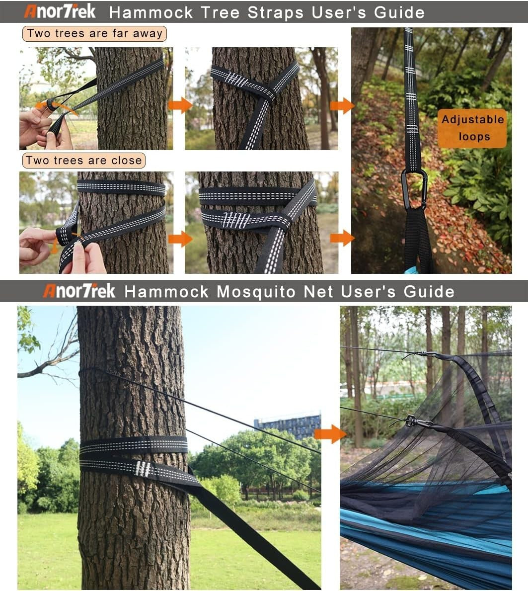 Camping Hammock with Mosquito Net – 500lb Rated, Double, Portable & Lightweight