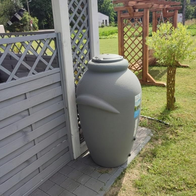 360L Grey Garden Water Butt with Tap & Complete Connection Kit