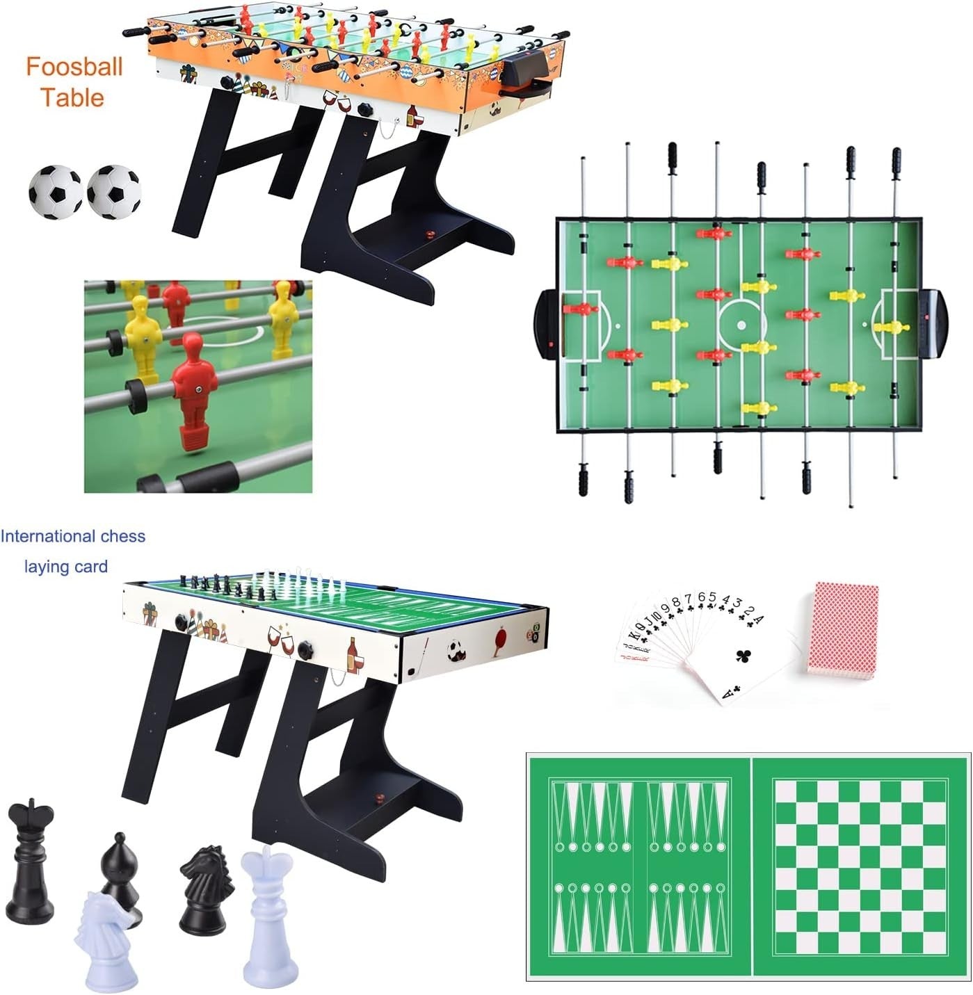 4FT 8 in 1 Folding Multi Game Table Pool Foosball Hockey Chess