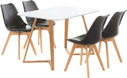 4-Seater Wooden Dining Table Set with PU Cushioned Seating