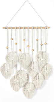 Green Boho Macrame Wall Hanging Handmade Leaves Tapestry 15.8x26.8"