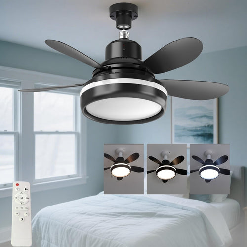SPARKSOR 55cm Ceiling Fan with Lights 3 Speeds Dimmable LED Black