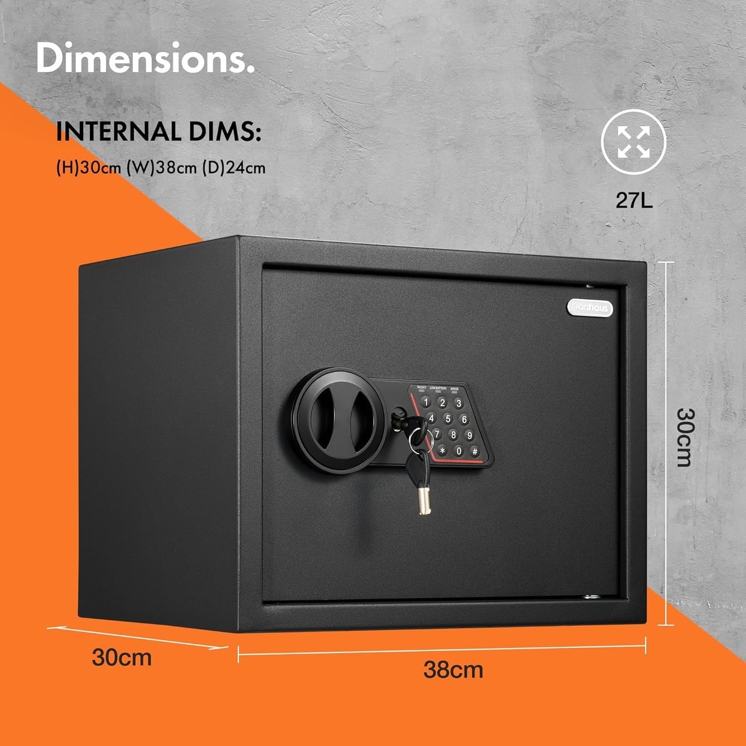 27L Digital Safe Box Electronic Keypad Cash Jewelry Security Safe