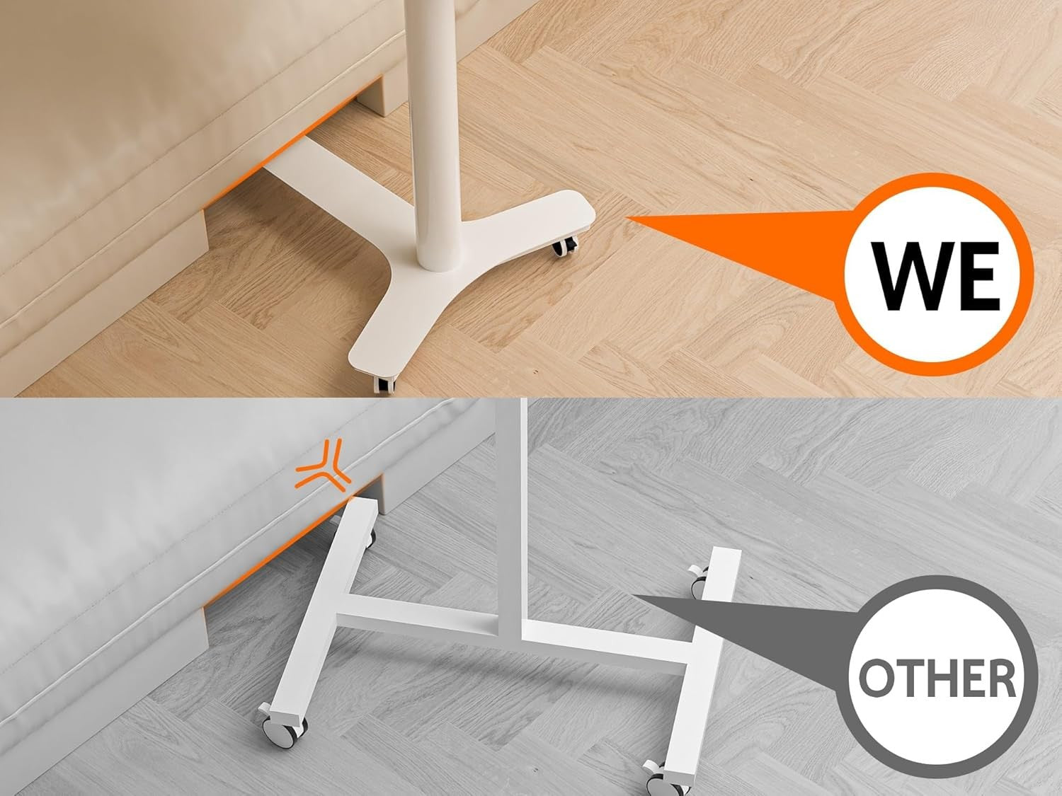 Mobile Standing Desk on Wheels Adjustable Pneumatic Overbed Laptop Table