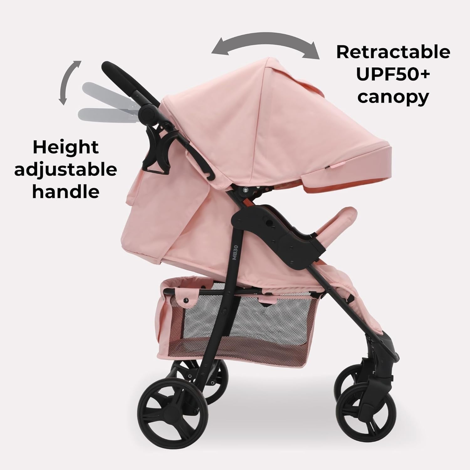 Pink Leopard Baby Pushchair Easy Fold Stroller Adjustable Handle Birth to 4Y