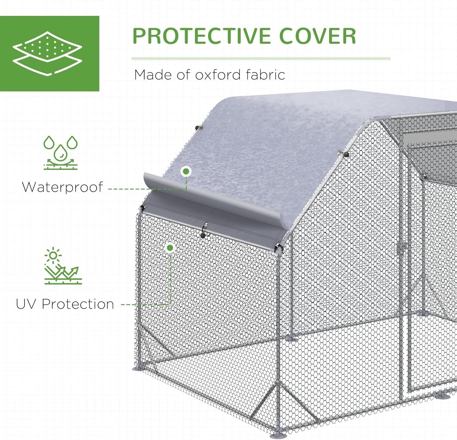 Walk In Chicken Run Metal Poultry Enclosure with Roof 4–6 Hens