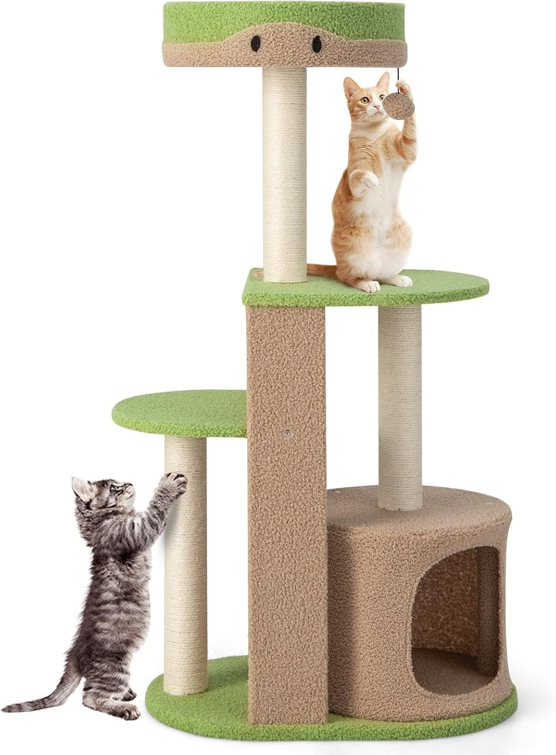 Brown Multi-Level Cat Tree with Condo Scratching Posts Climbing Tower 111cm