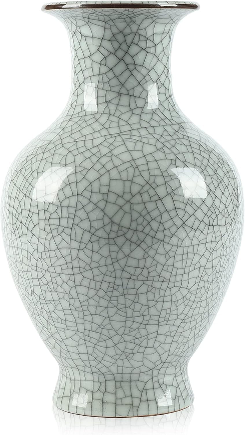 Large White Crackle Glaze Ceramic Vase Handmade Porcelain Home