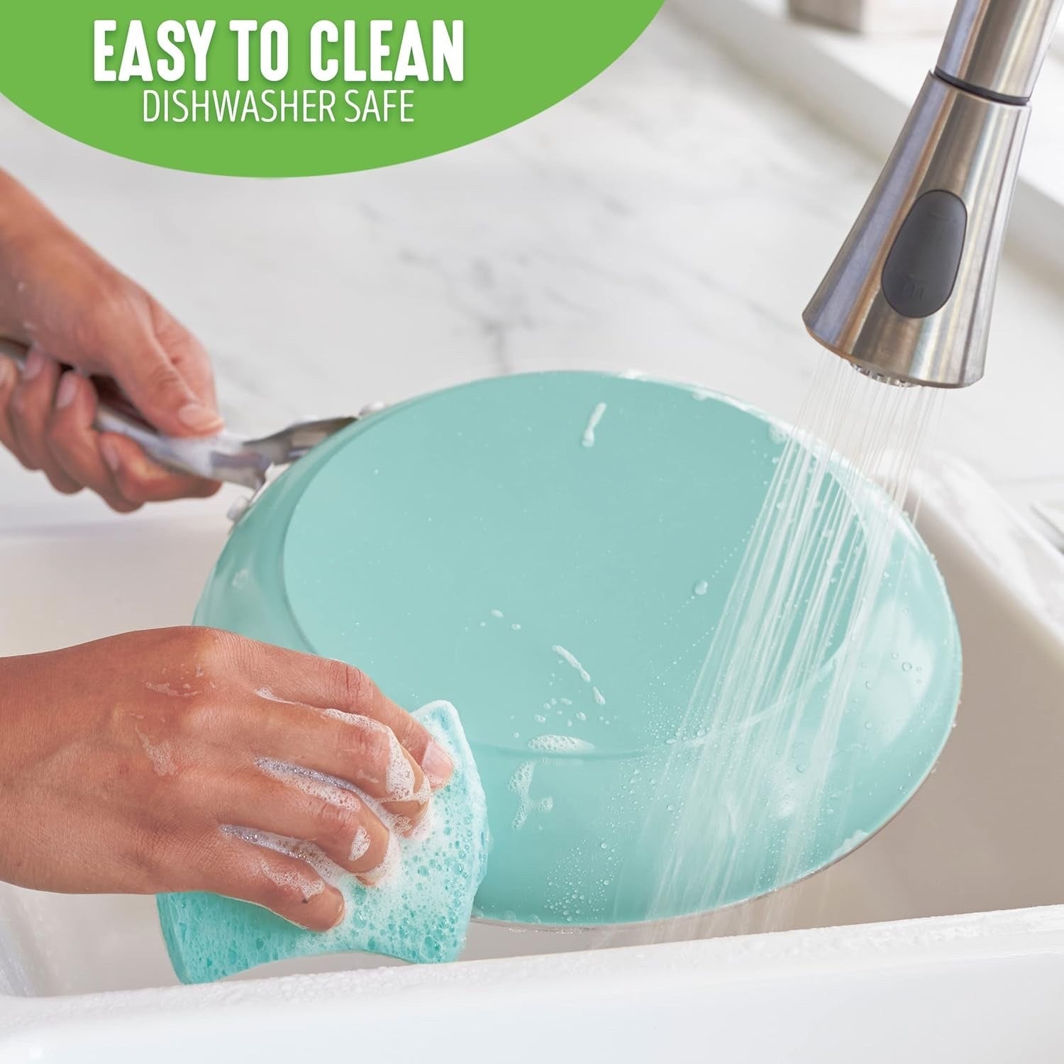 2Pcs Turquoise Ceramic Frying Pan Set Non Stick 20cm 26cm Induction PFAS Free