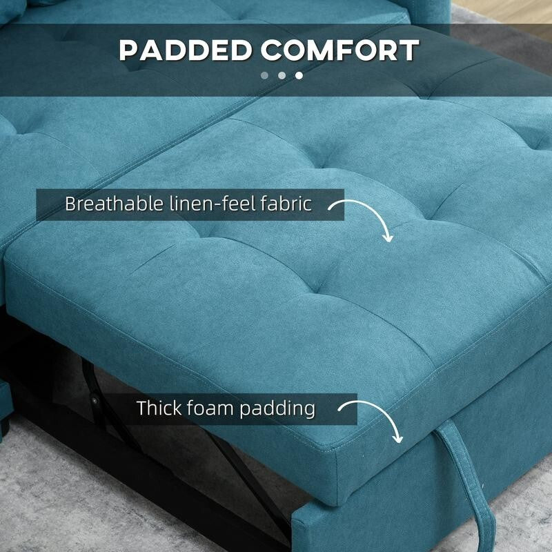 2 Seater Sofa Bed w/ Cushions, Pockets & Click-Clack Frame – Guest Room Use