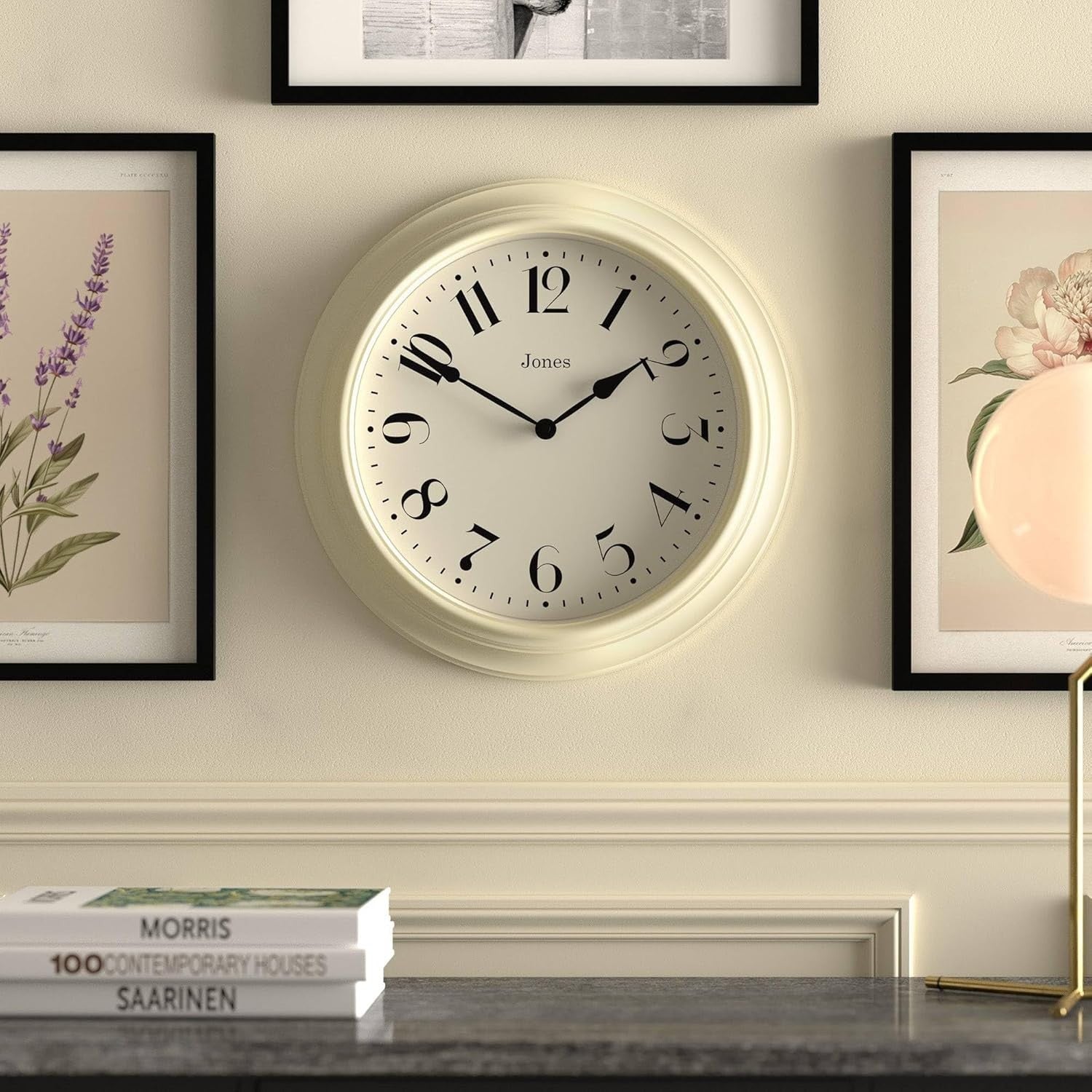 40cm Cream Wall Clock Silent Quartz Classic Round for Kitchen or Bedroom
