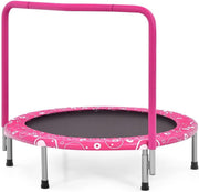 36'' Kids Foldable Trampoline with Foam Handle Quiet Indoor Outdoor – Pink