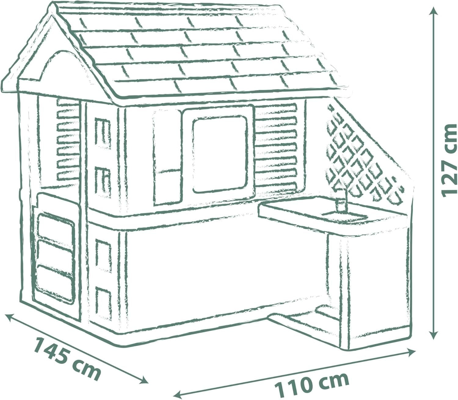 Kids Indoor Outdoor Playhouse with Kitchen Sustainable Plastic Garden House