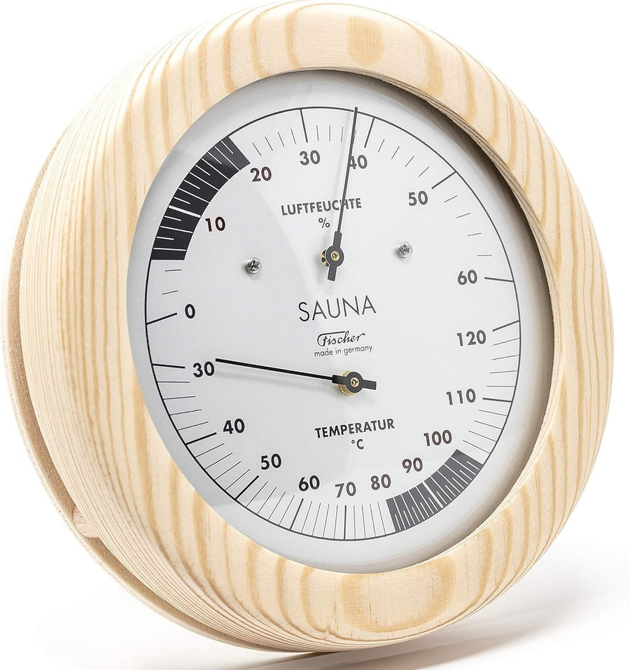 Premium Sauna Thermo-Hygrometer Wood Dial Humidity & Temperature Gauge Spa