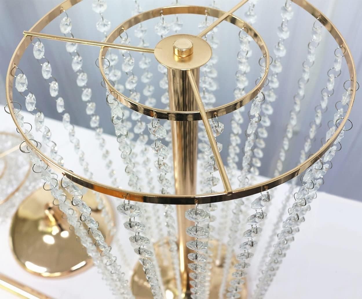 Gold Crystal Wedding Flower Stand Pair 90cm Tall Event Table Centrepiece