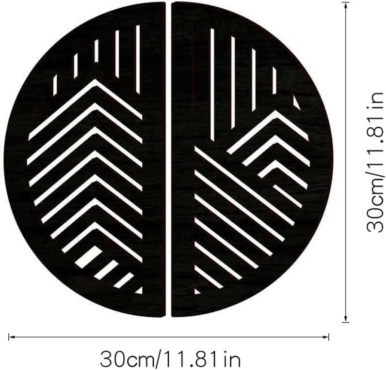 Geometric Black Wood Wall Art Hollow Semi-Circle Panels Modern