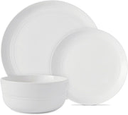 12pc Porcelain Dinner Set Plates Bowls White Microwave Dishwasher Safe