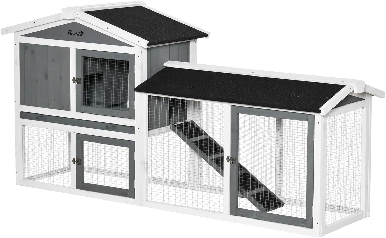 Large Two Tier Rabbit Hutch Outdoor Run Cage Ramp Slide Tray Weatherproof