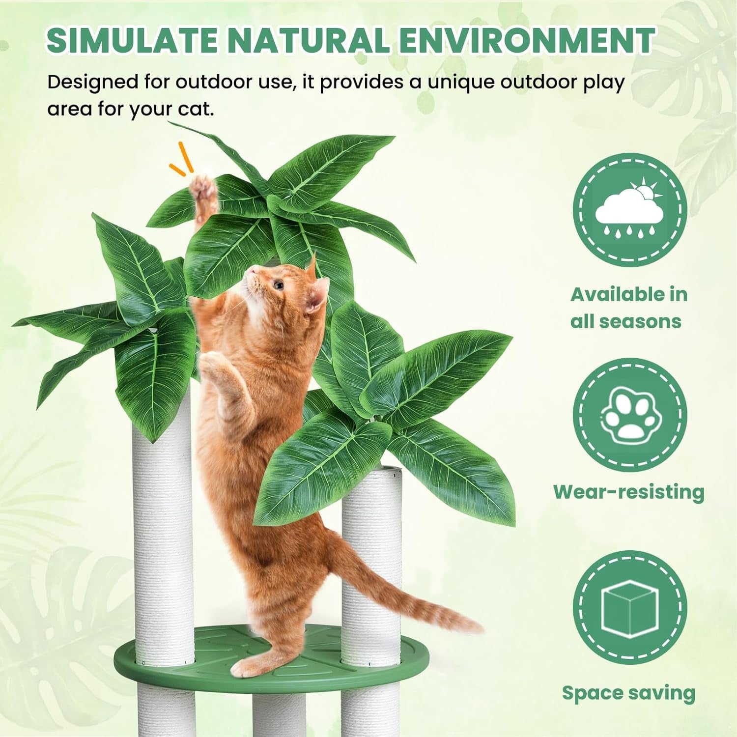 68 Inch Outdoor Cat Tree Tower Waterproof Cylindrical Scratching Post Patio