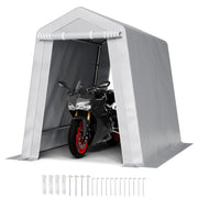 Outdoor Storage Shed Tent 6x8FT Waterproof PE Shelter with Steel Frame & Doors