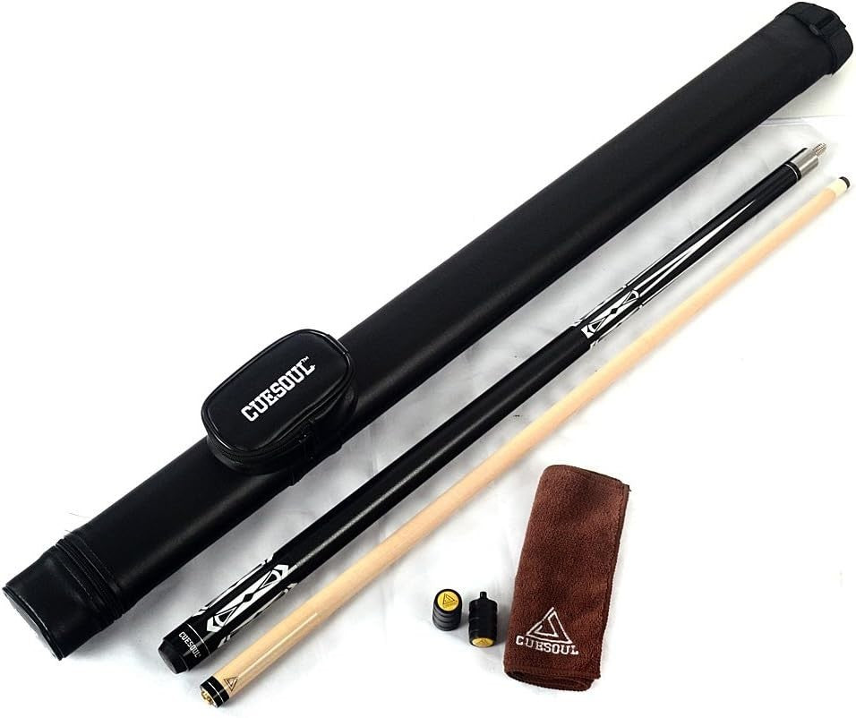 58in Maple Pool Cue 19oz 13mm Tip 1/2 Joint Case Balanced Control